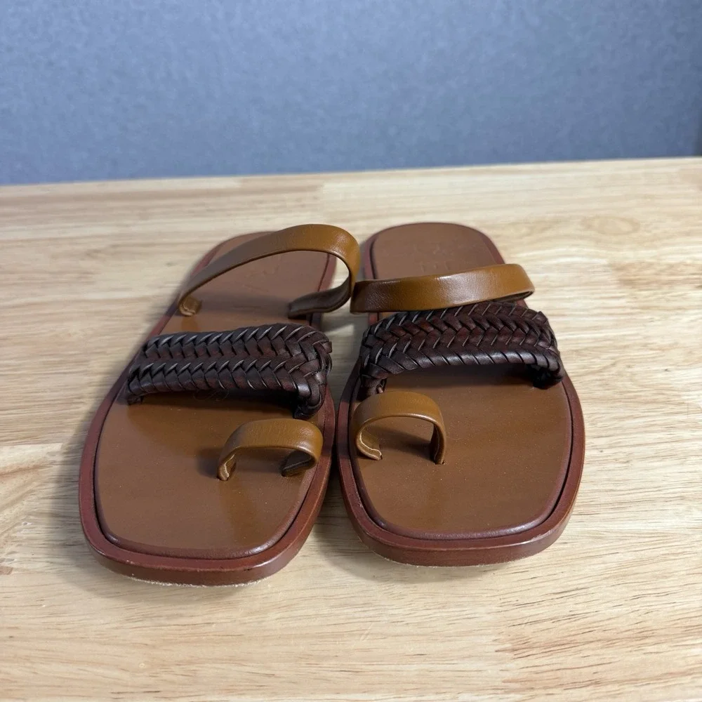 Dear Frances Lee Sandals Womens 37 US 7 Brown Leather High‎ Quality Braided